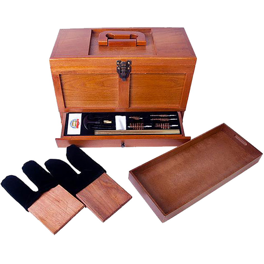 Gunmaster 17-Piece Universal Firearm Cleaning Kit, Wooden Toolbox