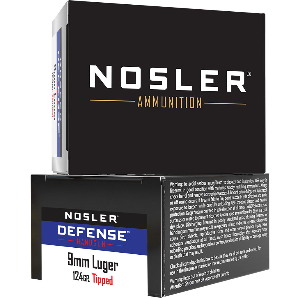 Nosler 9mm Luger/Parabellum 37151 Defense Bonded Performance Tipped 124 Grain
