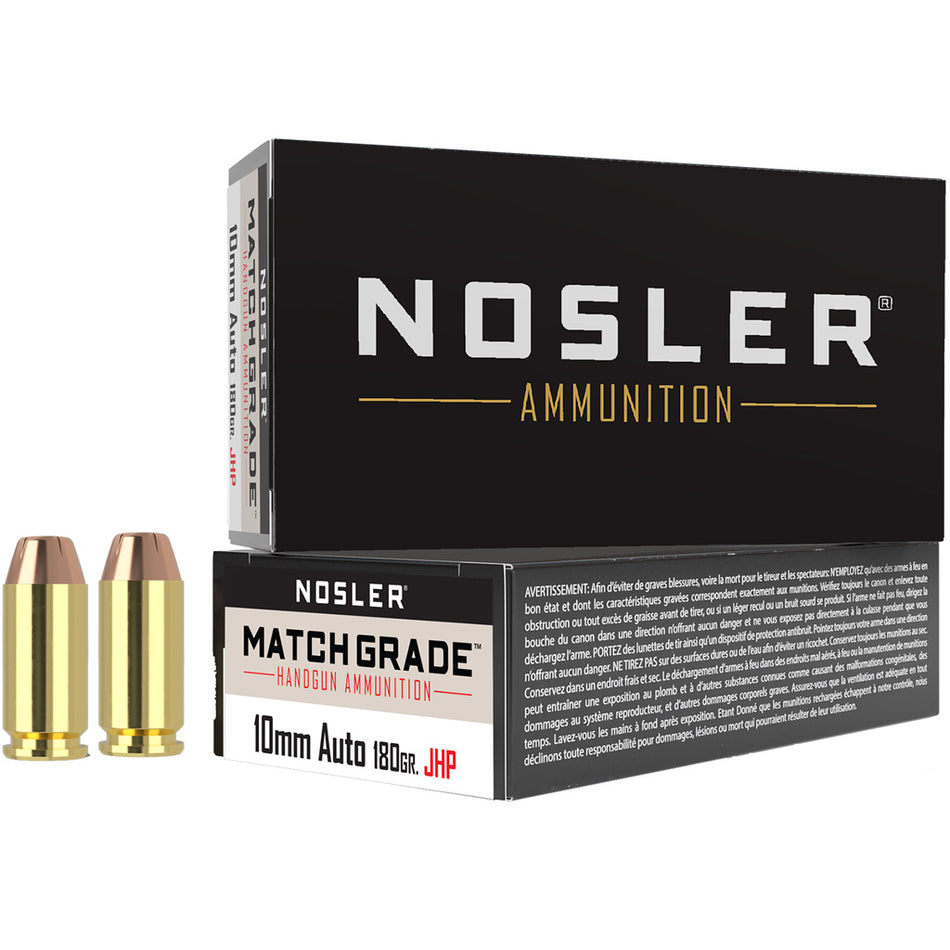 Nosler 10mm Auto 51412 Assured Stopping Power Jacketed Hollow Point JHP 180 Grain