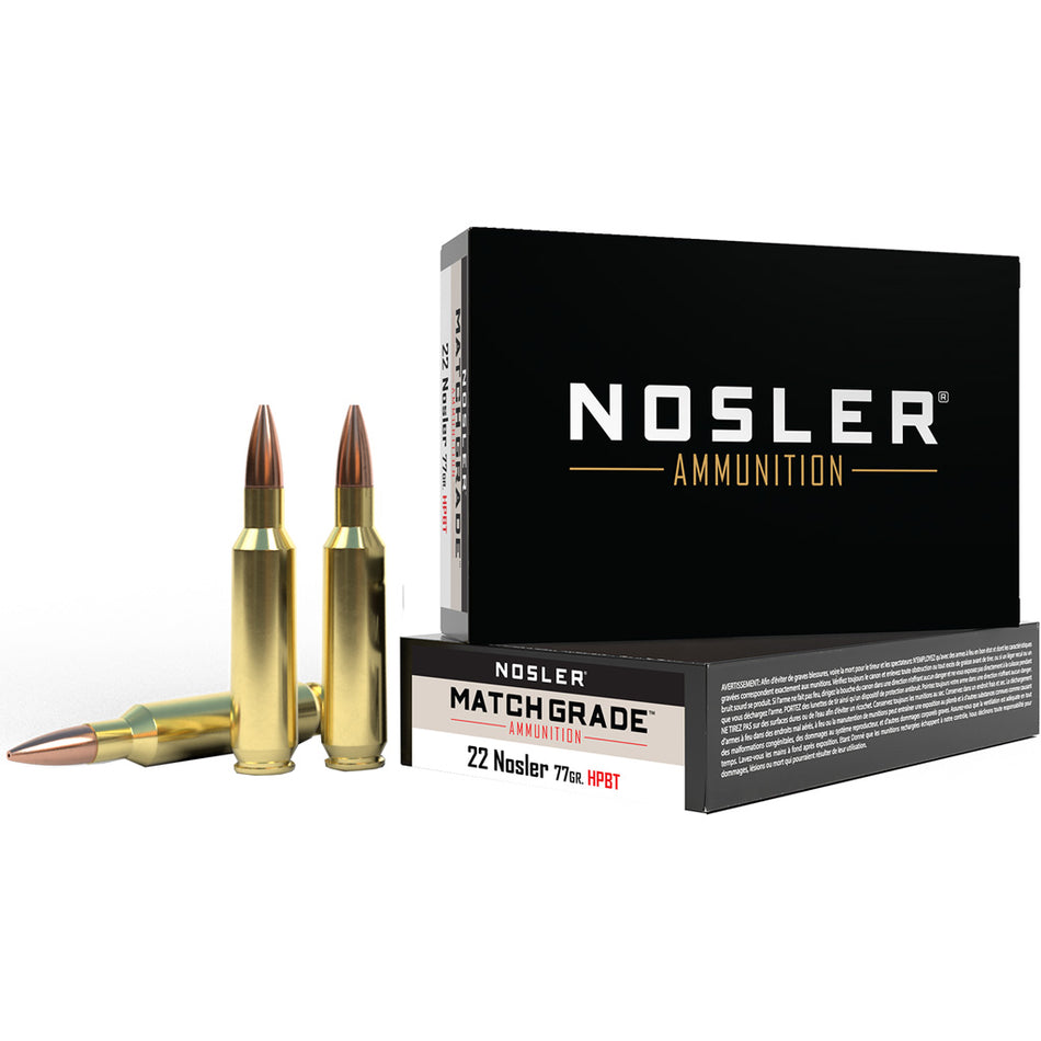 Nosler .22 Nosler 60016 Match Grade Custom Competition Hollow Point Boat Tail 77 Grain