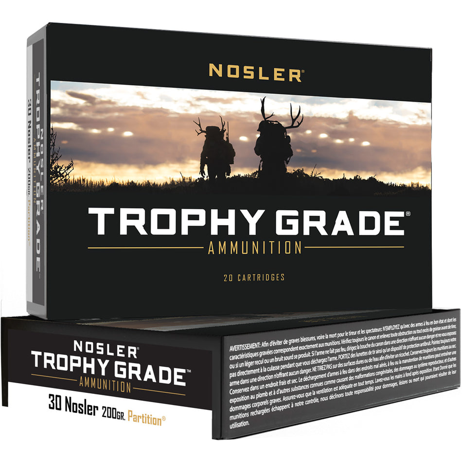 Nosler .30 Nosler 61230 Trophy Grade Partition Soft Point 200 Grain