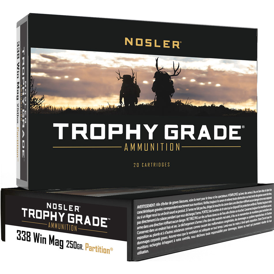 Nosler .338 Winchester Magnum 60082 Trophy Grade Nosler Spitzer Partition 250 Grain