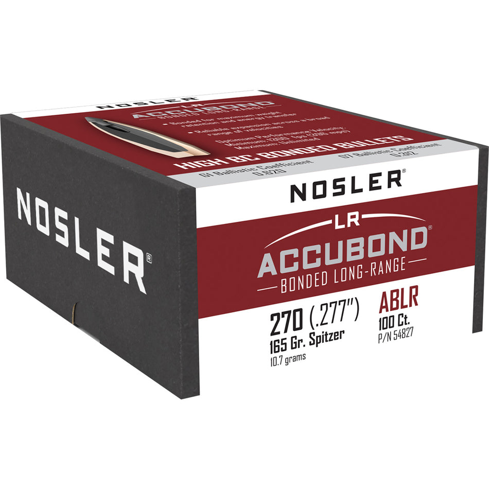 Nosler AccuBond Long Range .270 Caliber 165 Grain ABLR Rifle Bullets 100/ct
