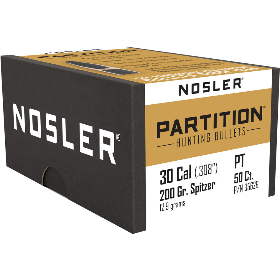 Nosler 30 Cal 200 Grain Partition Hunting Bullets Box of 50