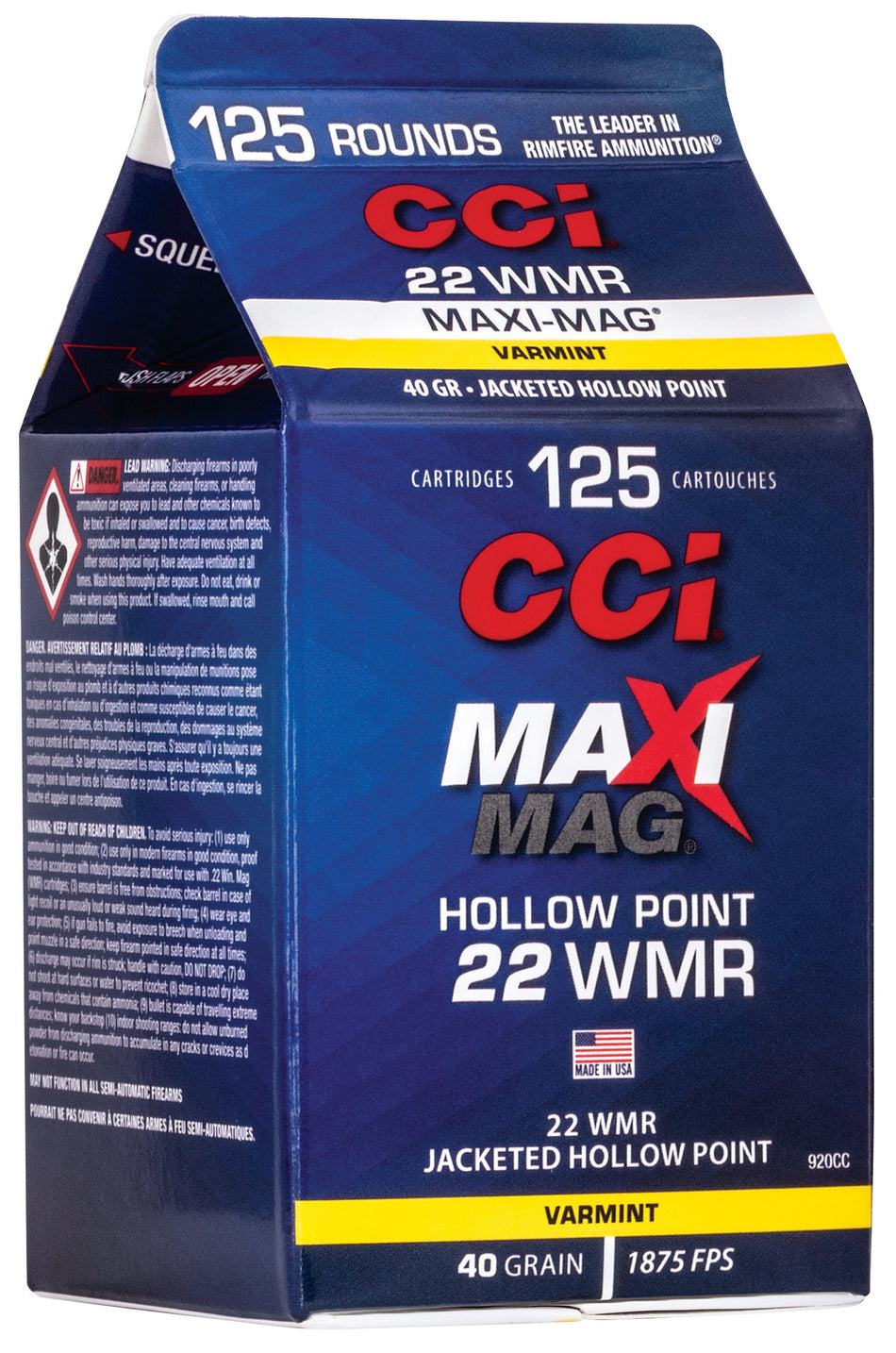 CCI .22 Magnum / WMR Rimefire Ammo Maxi-Mag Jacketed Hollow Point JHP 40 grain 