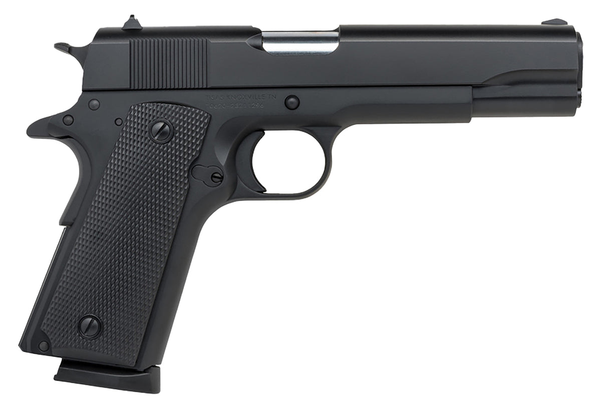 Tisas 10100518 1911 A1 Service 45 ACP 7+1, 5" Black Steel Barrel, Black Cerakote Serrated Steel Slide, Black Cerakote Steel Frame w/Beavertail, Ambidextrous