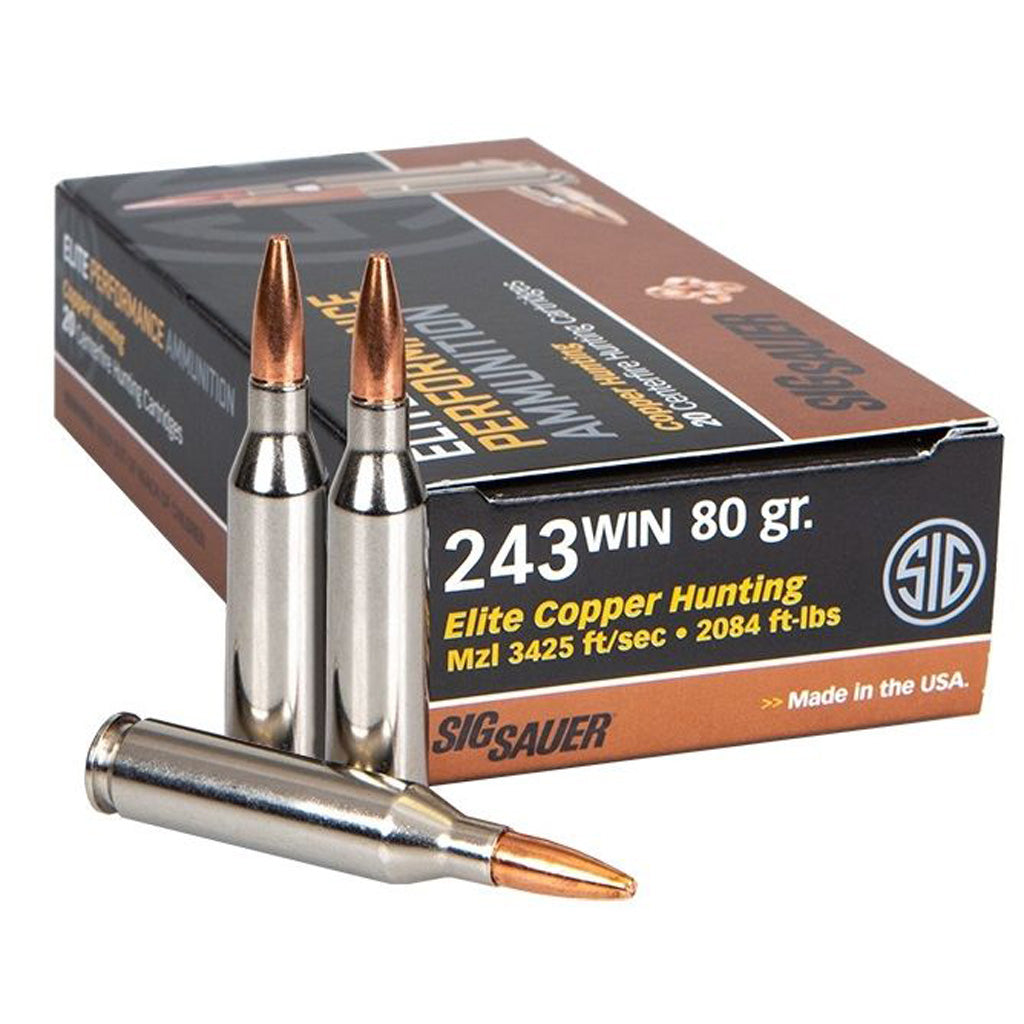 Sig Sauer .243 Winchester E243H120 Elite Copper Hunting Copper Solid 80 Grain