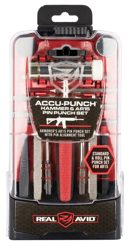 Real Avid AVHPSAR AR-15 Accu-Punch Pin Punch Set with Hammer Red Handle