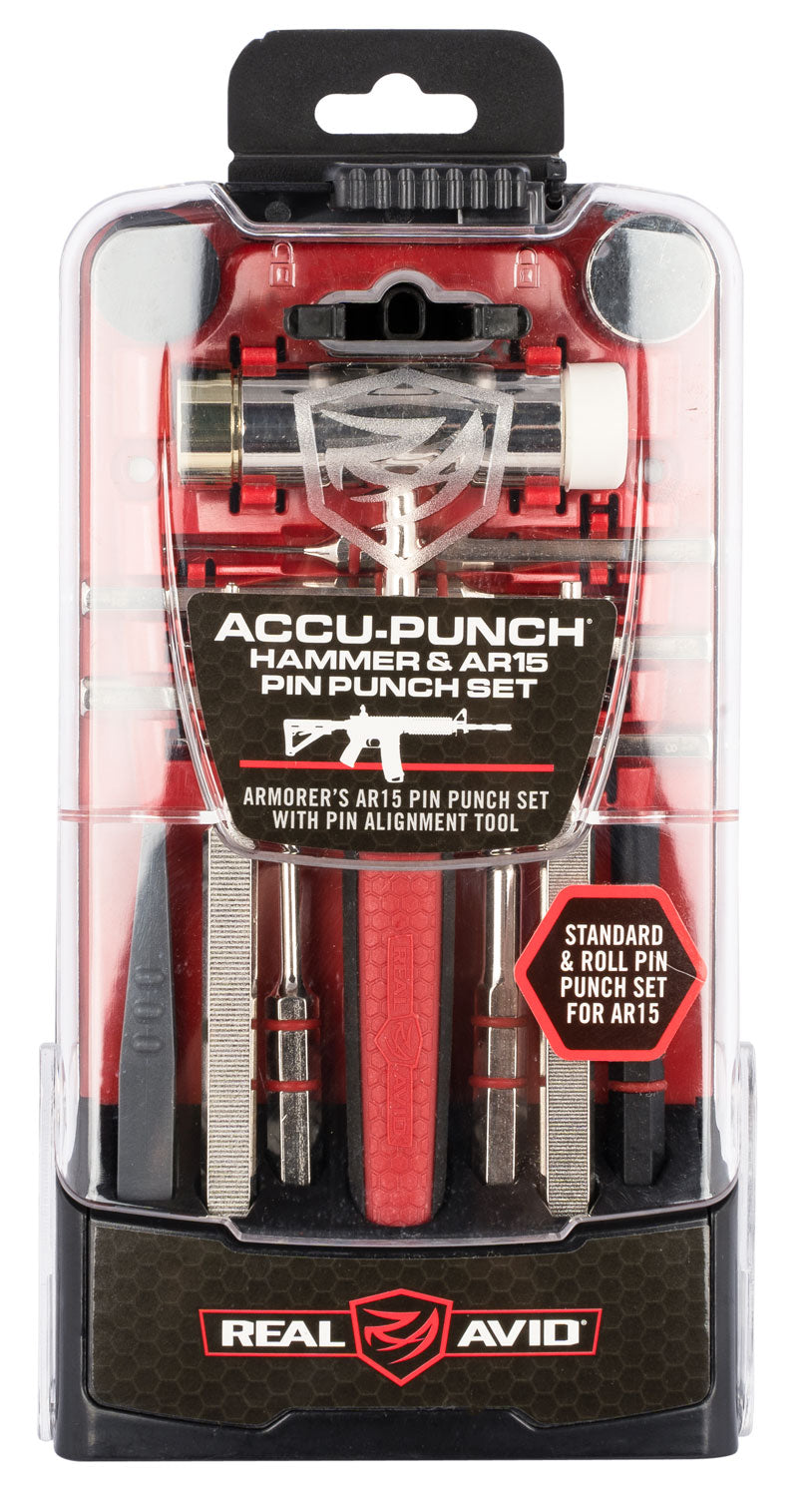 Real Avid AVHPSAR AR-15 Accu-Punch Pin Punch Set with Hammer Red Handle