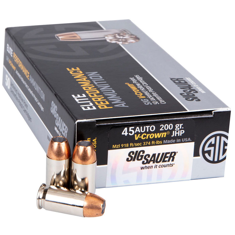 Sig Sauer .45 ACP/Auto E45AP150 Elite Performance V Crown Jacketed Hollow Point HP 200 Grain