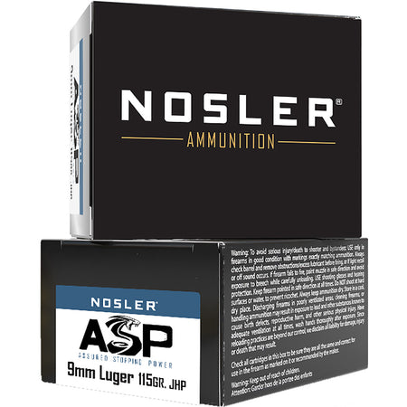 Nosler 9mm Luger/Parabellum 51285 Assured Stopping Power Jacketed Hollow Point JHP 115 Grain