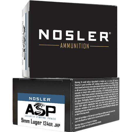 Nosler 9mm Luger/Parabellum 51286 Assured Stopping Power Jacketed Hollow Point JHP 124 Grain