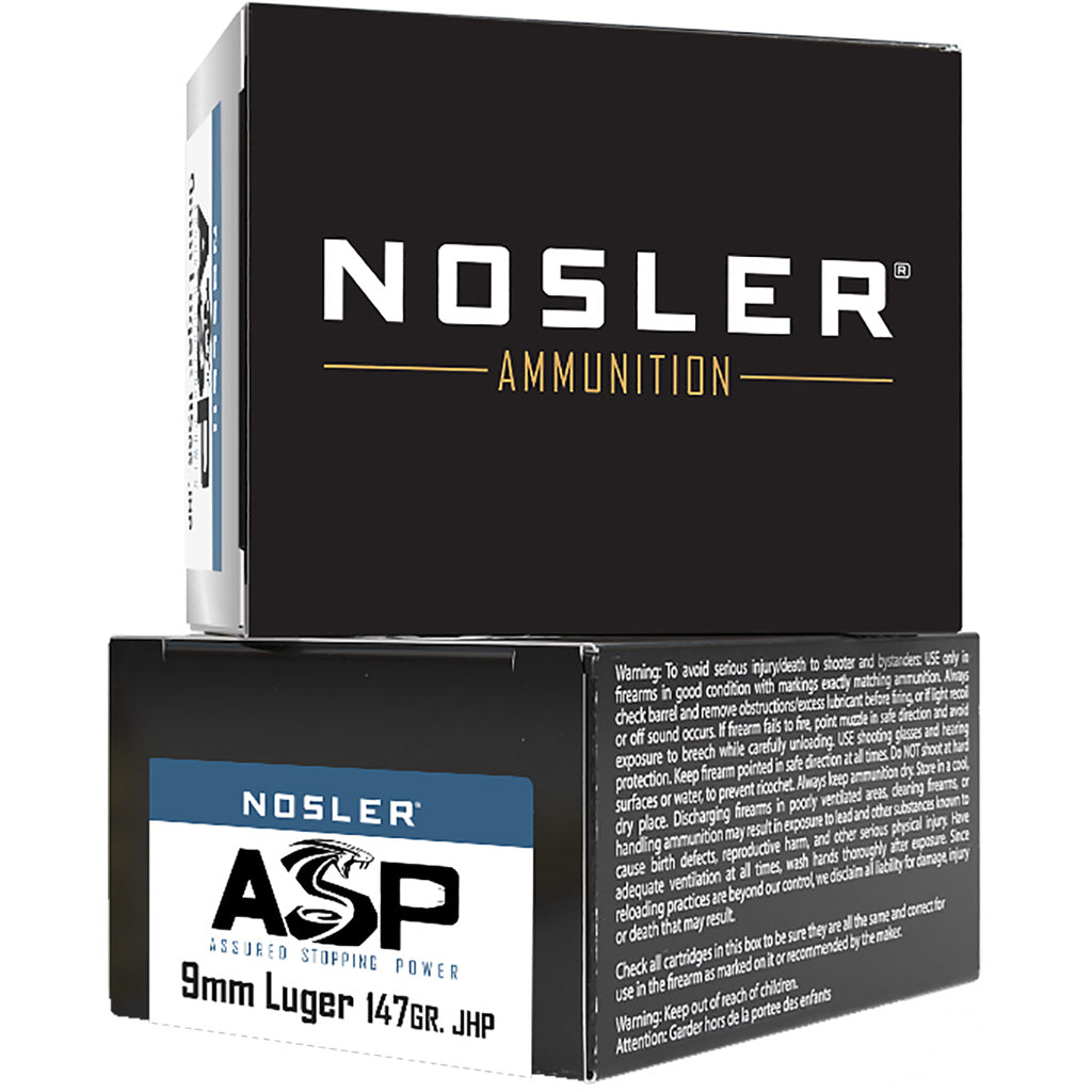 Nosler 9mm Luger/Parabellum 51290 Assured Stopping Power Jacketed Hollow Point JHP 147 Grain