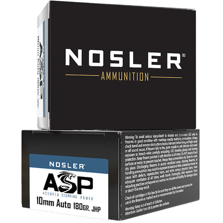 Nosler 10mm Auto 51400 Assured Stopping Power Jacketed Hollow Point JHP 180 Grain