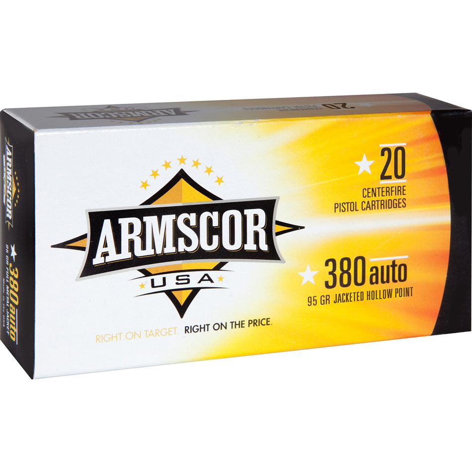 Armscor .380 ACP/Auto FAC3803N USA Competition Jacketed Hollow Point JHP 95 Grain