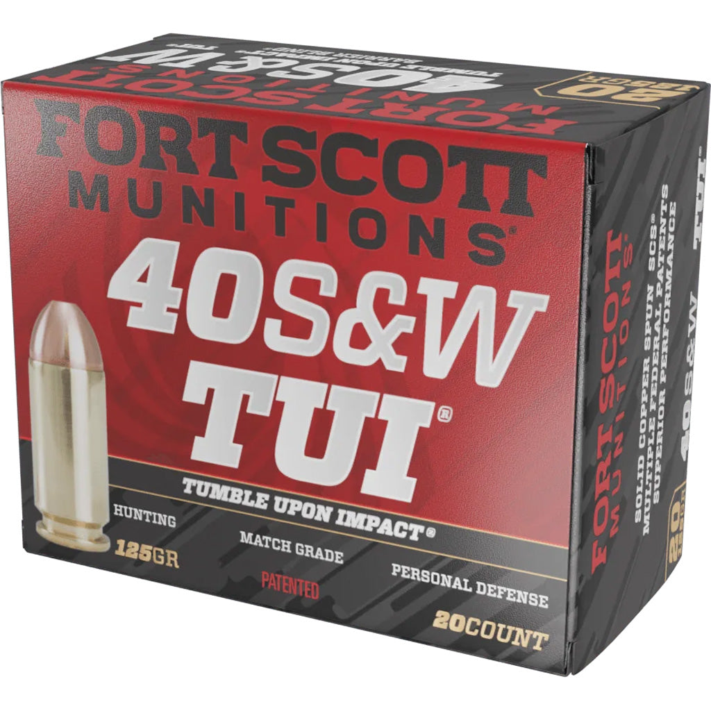 Fort Scott Munitions .40 S&W Handgun Ammo Tumble Upon Impact (TUI) Solid Copper Spun Solid 125 grain 