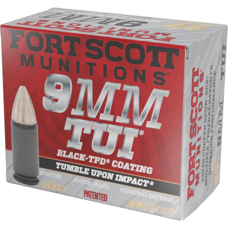 Fort Scott Munitions 9mm Luger/Parabellum 9MM115SCVTPD Tumble Upon Impact (TUI) Solid Copper Spun CS 115 Grain