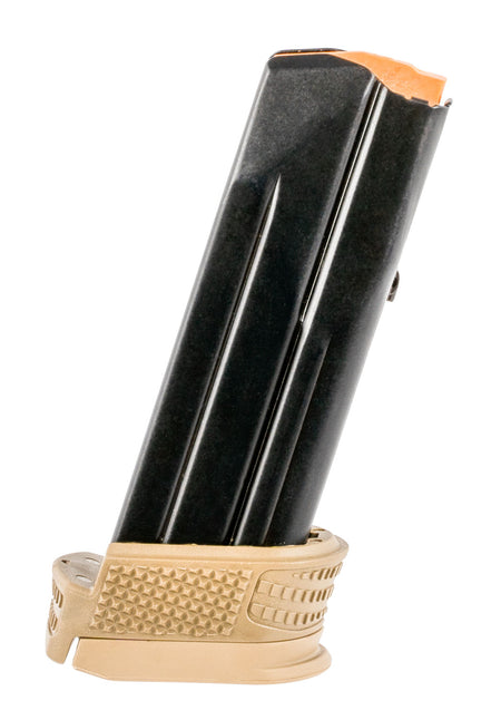 FN 509 Compact 9mm 15rd Extended Base Pad Magazine with Sleeve Black/FDE Steel