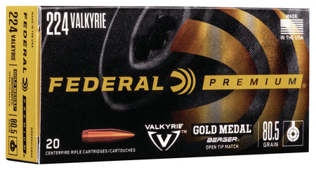 Federal .224 Valkyrie GM224VLKBH2 Premium Gold Medal Berger Open Tip Match 81 Grain