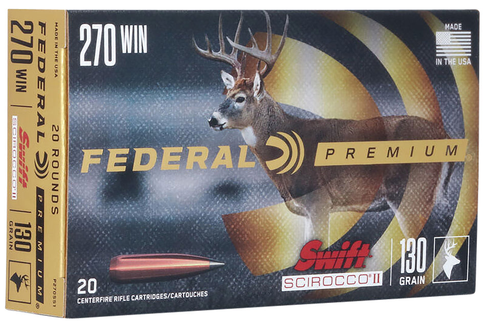 Federal .270 Winchester P270SS1 Premium Swift Scirocco II 130 Grain
