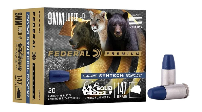 Federal 9mm Luger/Parabellum P9SHC1 Premium Solid Core Synthetic Flat Nose 147 Grain