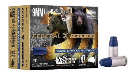 Federal 9mm Luger/Parabellum P9SHC1 Premium Solid Core Synthetic Flat Nose 147 Grain