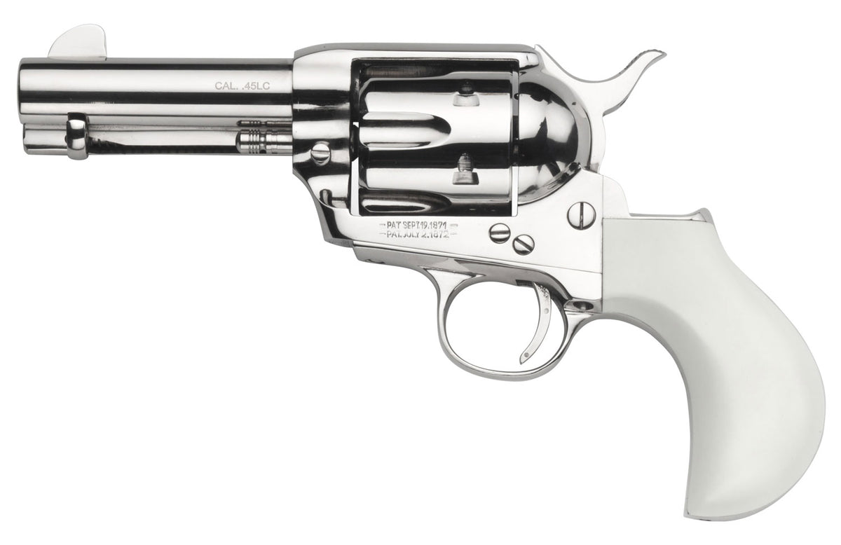 Taylors & Company 1873 Cattleman .45 Colt Revolver, 3.5" Barrel, Nickel-Plated Finish, Ivory Birdshead Grip