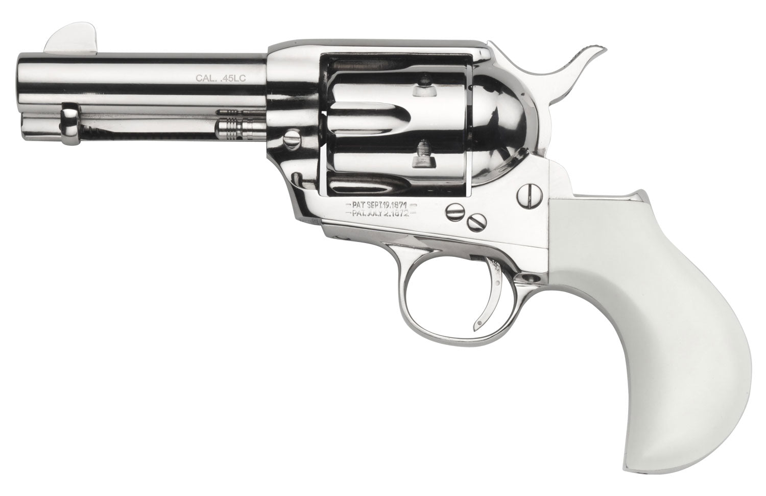 Taylors & Company 1873 Cattleman .45 Colt Revolver, 3.5" Barrel, Nickel-Plated Finish, Ivory Birdshead Grip