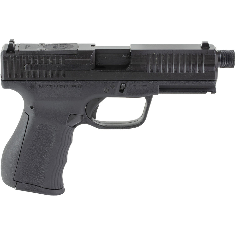 FMK G3 9mm Threaded Barrel Pistol, 4.5" Barrel, Black Finish, Glock-Compatible Sights, 14-Round
