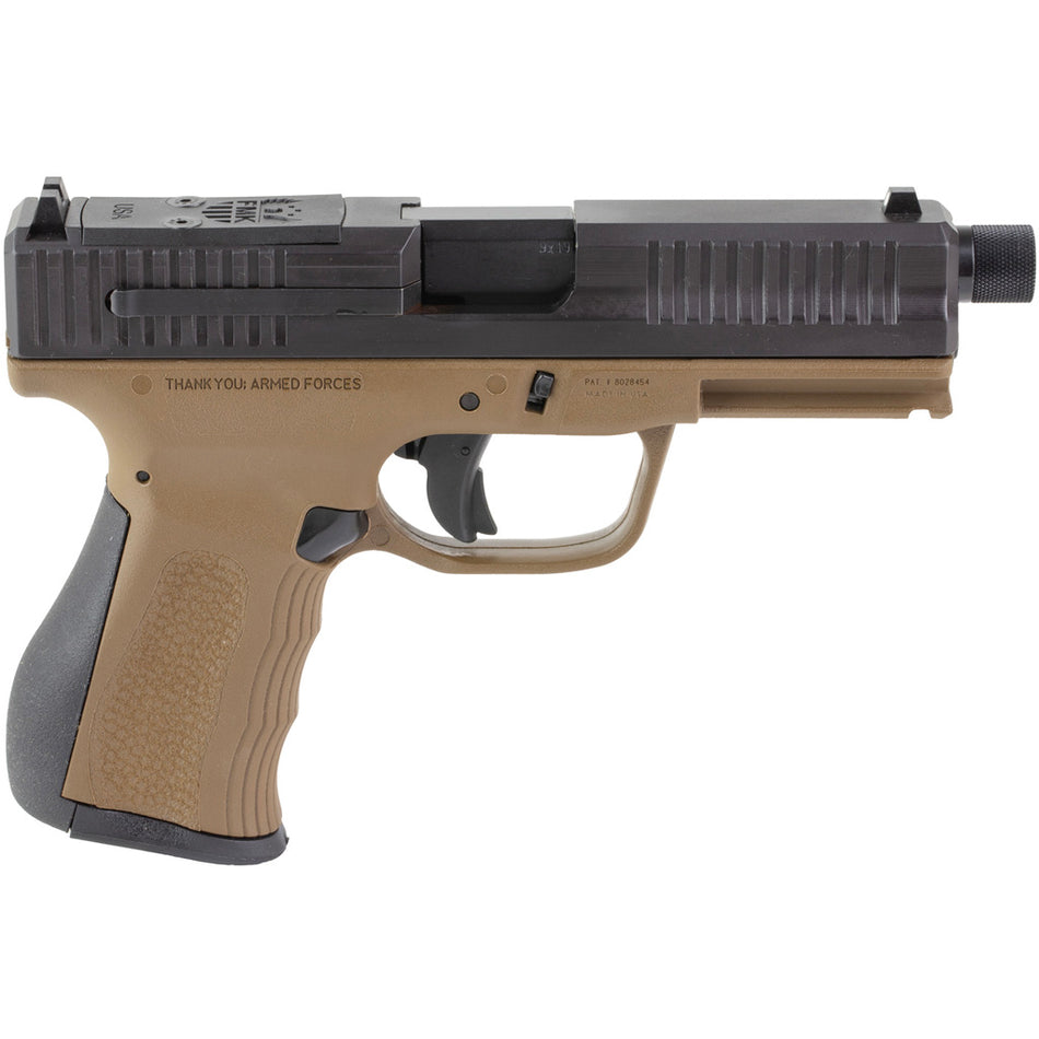 FMK G3 9mm Threaded Barrel Pistol, 4.5" Barrel, Burnt Bronze Finish, Glock-Compatible Sights, 14-Round