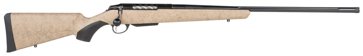 Tikka JRTXRT340 T3x Lite 270 WSM 3+1 24.30" Fluted/Threaded, Black Barrel/Rec, Black Webbed Tan Roughtech Synthetic Stock, Interchangeable Grip, Muzzle Brake