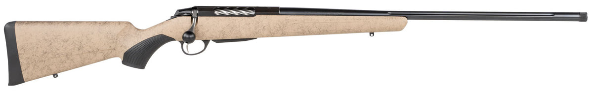 Tikka JRTXRT370 T3x Lite 7mm Rem Mag 3+1 24.30" Fluted/Threaded, Black Barrel/Rec, Black Webbed Tan Roughtech Synthetic Stock, Interchangeable Grip, Muzzle Brake