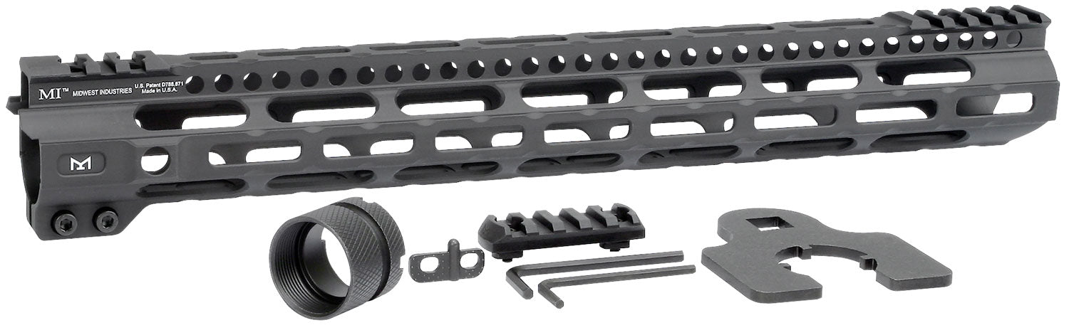 Midwest Industries Combat Lightweight AR-15 Handguard 15" M-LOK Picatinny Black Hardcoat Anodized Aluminum