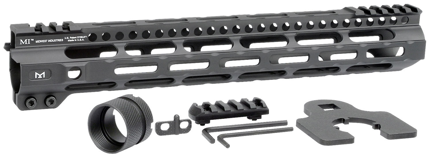 Midwest Industries Ultralight AR-15 Handguard 12.625" M-LOK Picatinny Black Hardcoat Anodized Aluminum