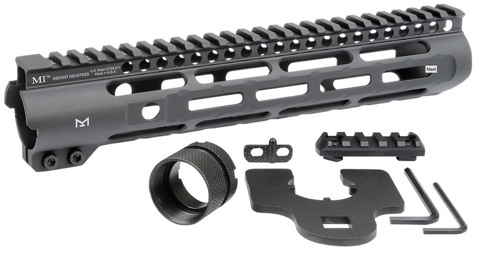Midwest Industries Slimline AR-15 Handguard 10.50" M-LOK Picatinny Black Hardcoat Anodized Aluminum