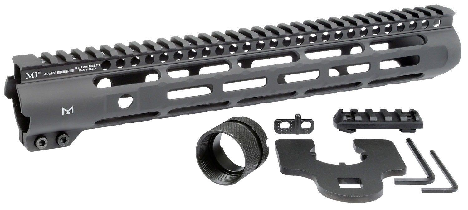 Midwest Industries Slimline AR-15 Handguard 12.625" M-LOK Picatinny Black Hardcoat Anodized Aluminum
