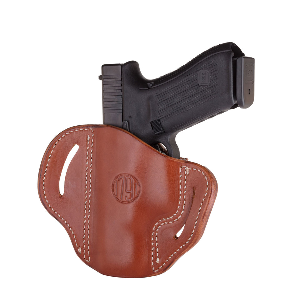 1791 Gunleather BH2.4 Optic Ready Outside Waistband Classic Brown Leather Belt Slide Holster, Fits Sig P320 & Springfield XD-M, Right Hand