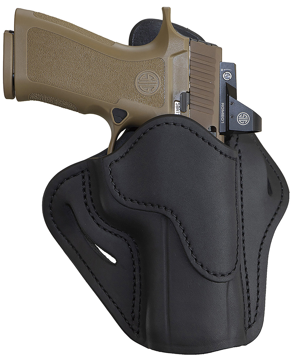 1791 Gunleather ORBH24SBLR Optic Ready OWB 2.4 Belt Slide Holster Stealth Black Leather – Walther PPQ, Sig P320, XD-M