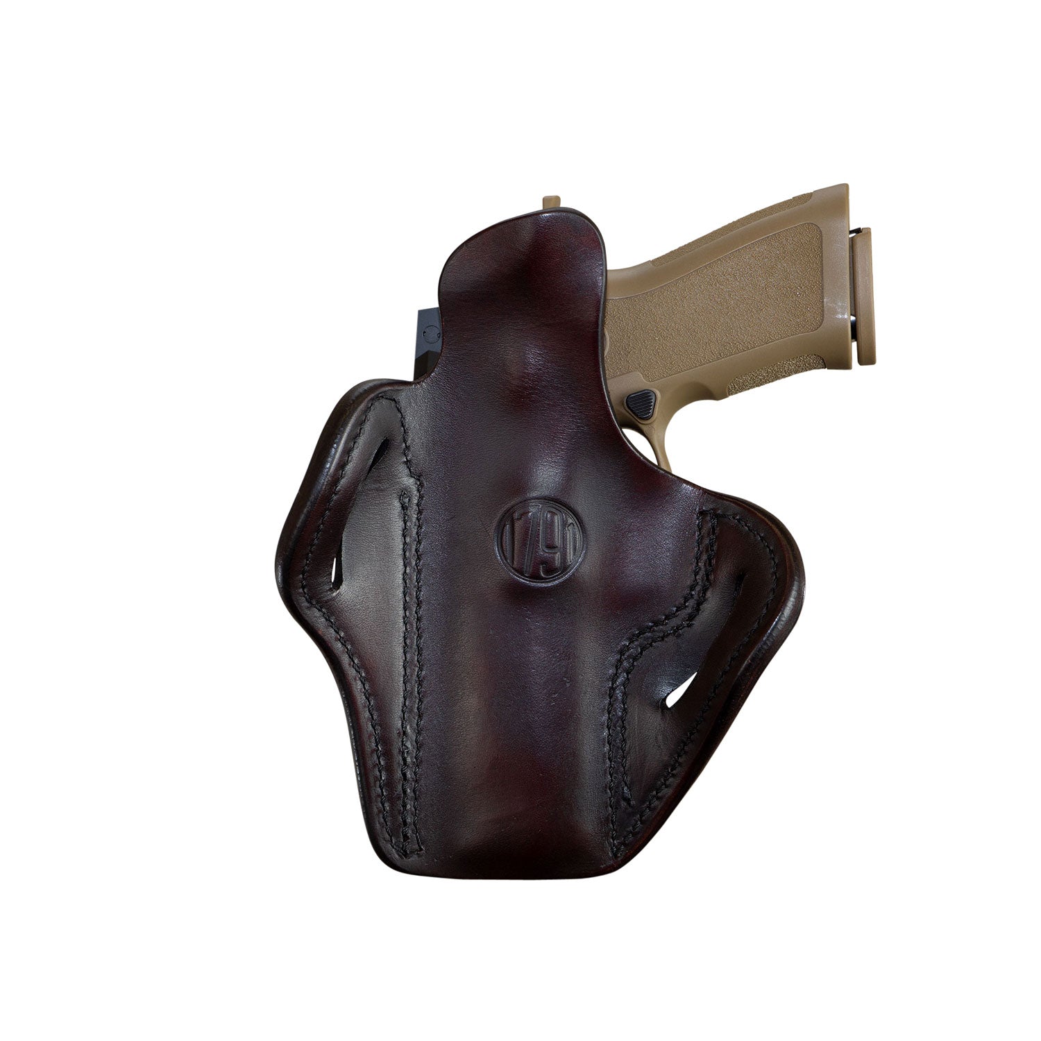 1791 Gunleather ORBH24SBRR Optic Ready OWB 2.4 Belt Slide Holster Signature Brown Leather Right Hand
