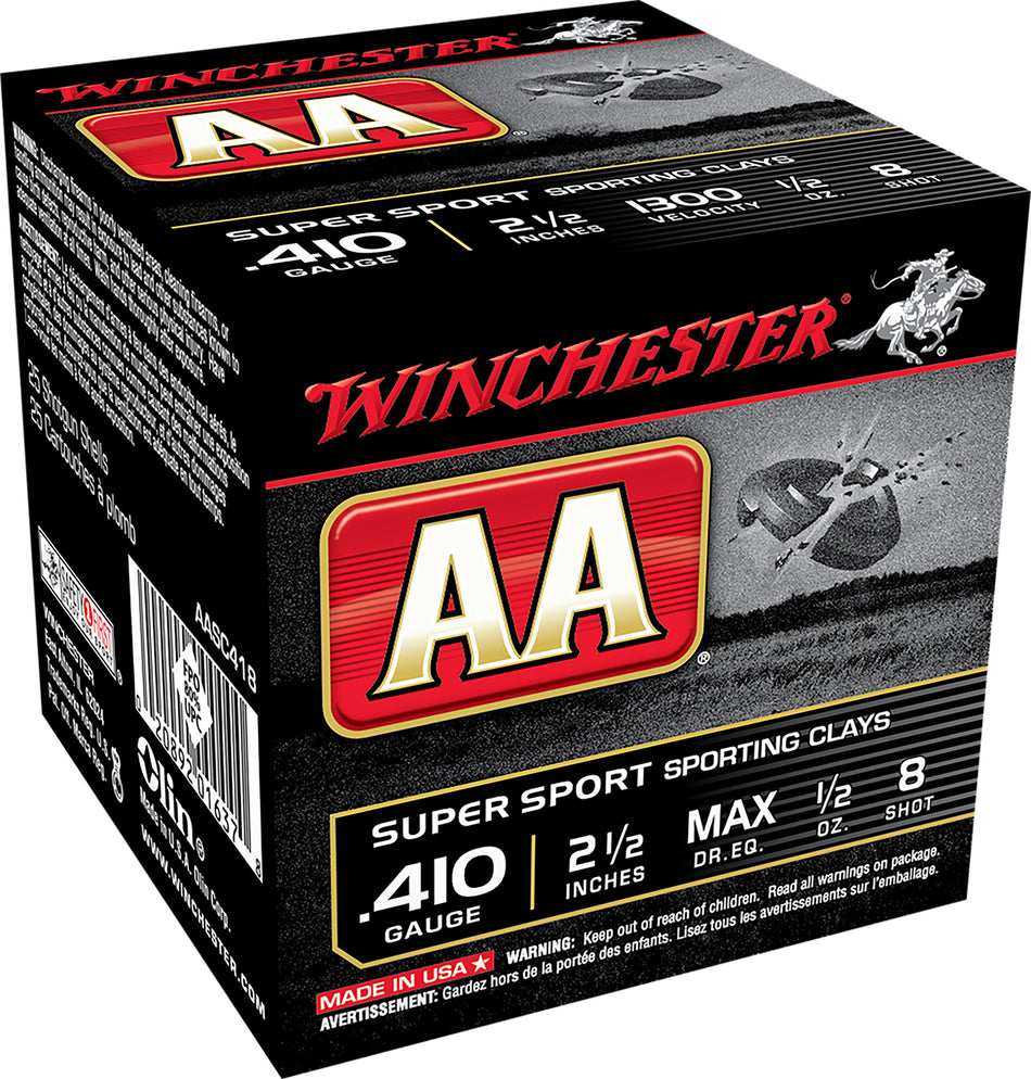 Winchester .410 Bore AASC418VP AA Sporting Clay 2.5" 1/2oz 8 Shot