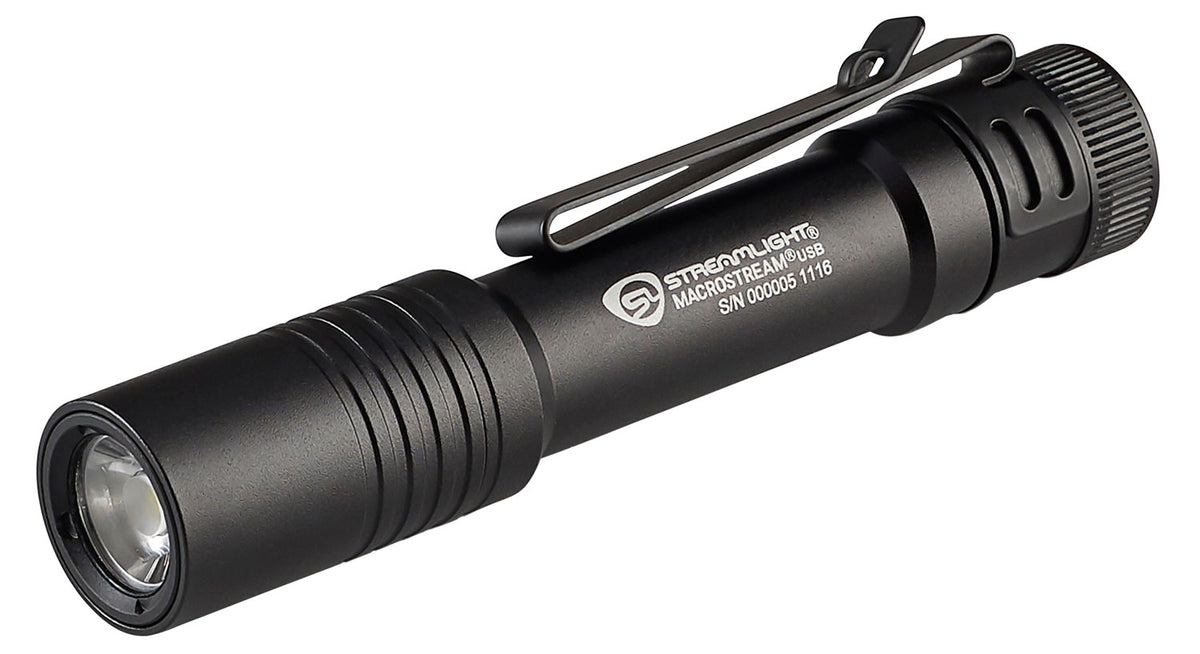 Streamlight Macrostream USB Rechargeable Everyday Carry Flashlight, 500 Lumen Max, Black Anodized