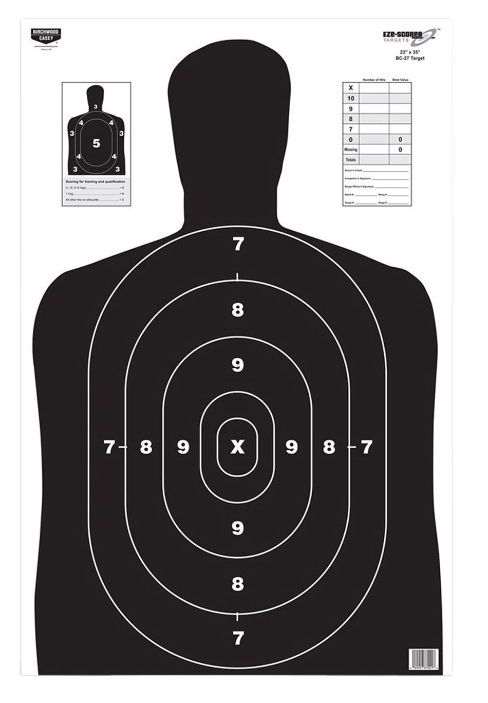 Birchwood Casey EZE-Scorer BC-27 Black Silhouette Paper Shooting Target 23" x 35" 100 Pack
