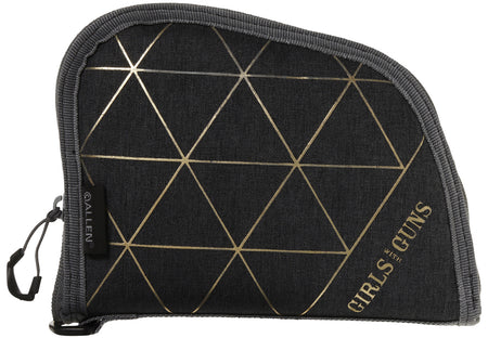 Girls With Guns 908 Foiled 8-Inch Handgun Case Heather Gray/Gold Foil Design