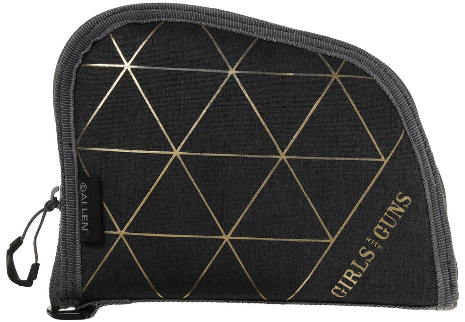 Girls With Guns 908 Foiled 8-Inch Handgun Case Heather Gray/Gold Foil Design
