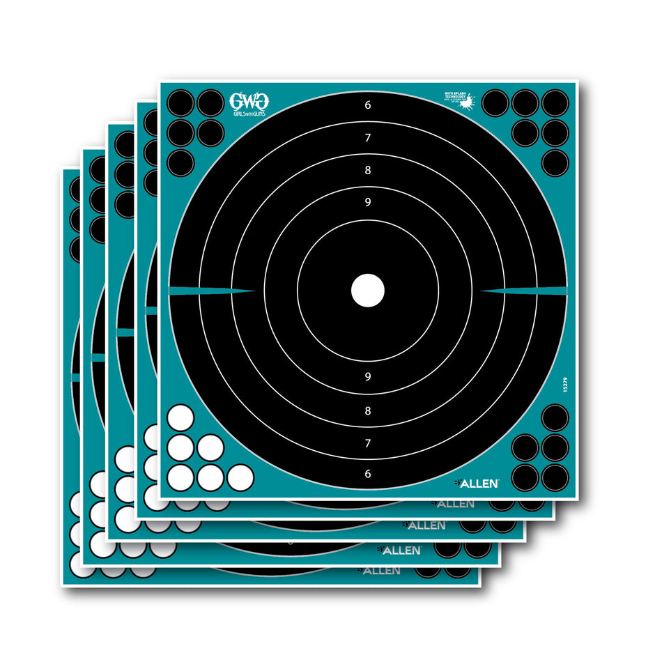 Girls With Guns Splash Adhesive Paper Bullseye Targets Bright Yellow 5 Pack