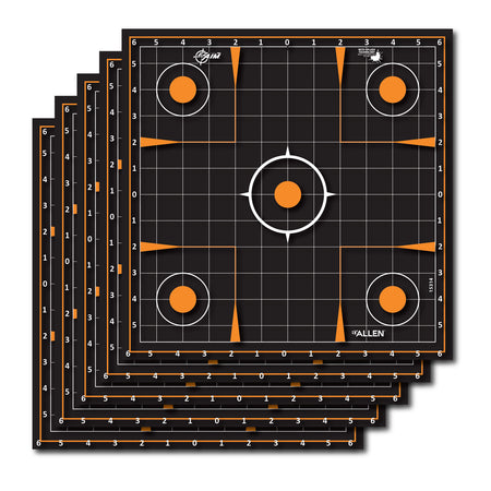 EZ-Aim Splash Reactive Adhesive 12-Inch Sight-In Grid Shooting Targets, Black/Orange, 5 Count