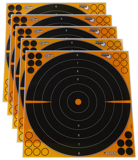 EZ-Aim Splash Reactive Adhesive 16-Inch Bullseye Shooting Targets, Black/Orange, Pack of 5