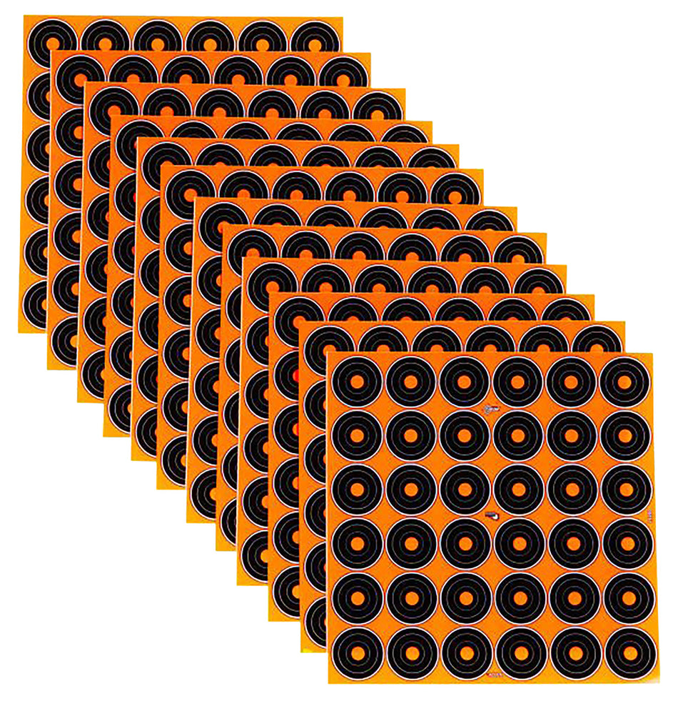 EZ-Aim Splash Reactive Adhesive 1-Inch Bullseye Shooting Targets, Black/Orange, Pack of 12