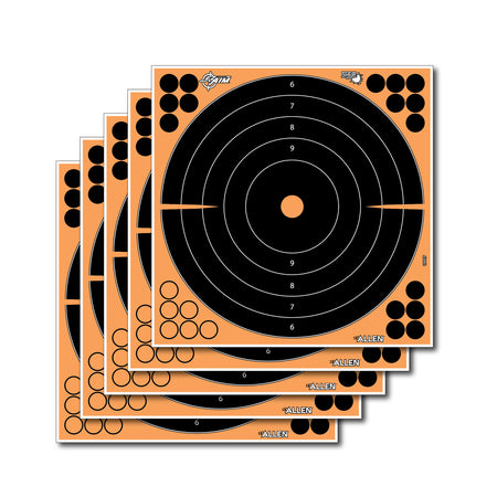 EZ-Aim Splash Reactive Adhesive 12-Inch Bullseye Shooting Targets, Black/Orange, 5 Count