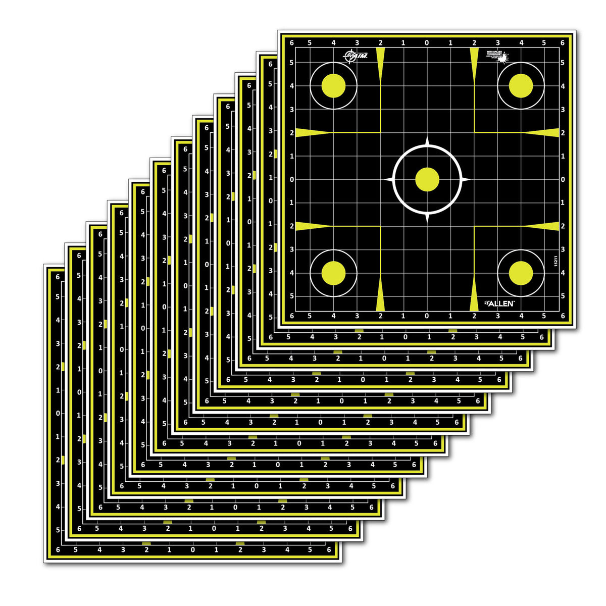 EZ-Aim 15211 Splash Reactive Sight-In Grid Shooting Targets, Non-Adhesive, Pack of 12